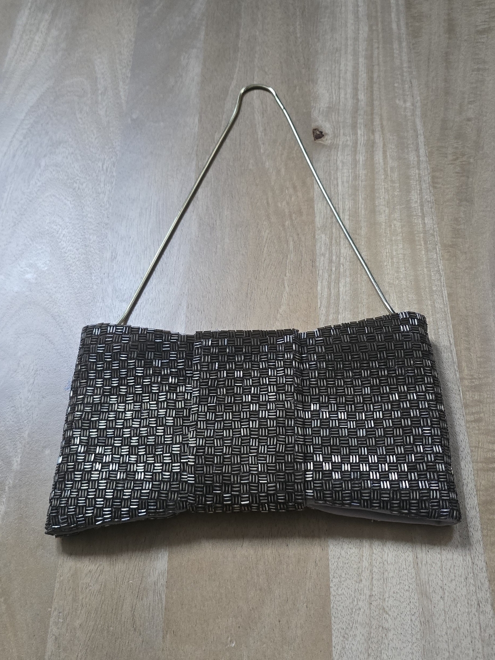Vintage Banana Republic Beaded Bow Clutch Evening Purse Metallic Shoulder Bag